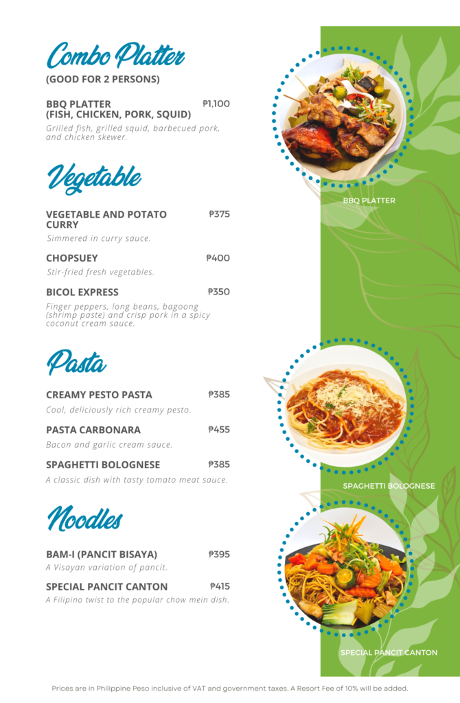 La Marina Menu: Combo Platter, Vegetable, Pasta, Noodles