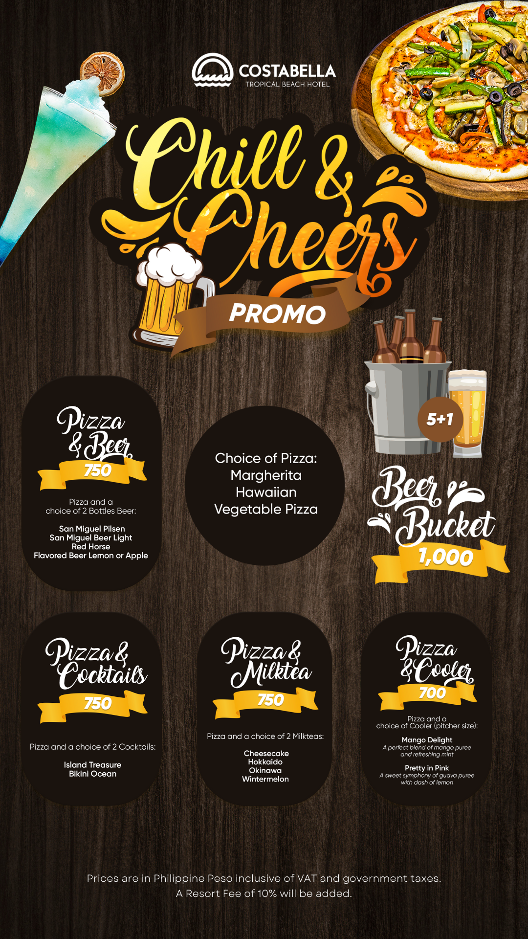 Pizza and Drinks promo at Costabella